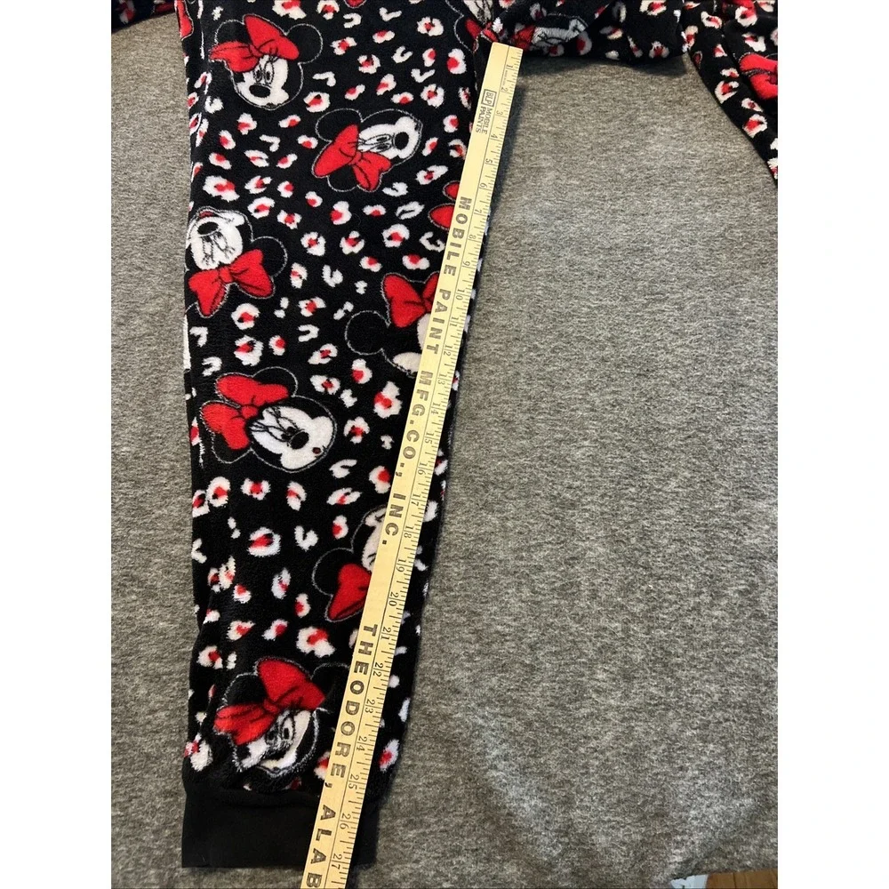 Disney Brand Adult XL Fleece Pajamas Minnie Mouse One Piece Hooded Sleepwear - Picture 3 of 8